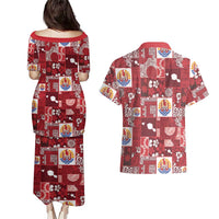 Tahiti Oaoa I Teie Noera Couples Matching Puletasi and Hawaiian Shirt Pacific Patchwork Xmas Vibes - Polynesian Pride