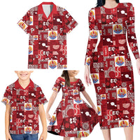 Tahiti Oaoa I Teie Noera Family Matching Long Sleeve Bodycon Dress and Hawaiian Shirt Pacific Patchwork Xmas Vibes LT9 - Polynesian Pride