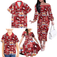 Tahiti Oaoa I Teie Noera Family Matching Off The Shoulder Long Sleeve Dress and Hawaiian Shirt Pacific Patchwork Xmas Vibes LT9 - Polynesian Pride
