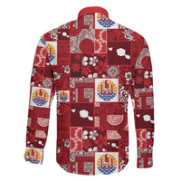 Tahiti Oaoa I Teie Noera Family Matching Off Shoulder Short Dress and Hawaiian Shirt Pacific Patchwork Xmas Vibes LT9 - Polynesian Pride