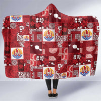 Tahiti Oaoa I Teie Noera Hooded Blanket Pacific Patchwork Xmas Vibes LT9 One Size Red - Polynesian Pride