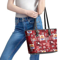 Tahiti Oaoa I Teie Noera Leather Tote Bag Pacific Patchwork Xmas Vibes LT9 - Polynesian Pride