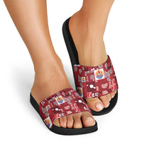 Tahiti Oaoa I Teie Noera Slide Sandals Pacific Patchwork Xmas Vibes - Polynesian Pride