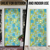 Tuvalu Manuia te Kilisimasi Door Cover Pacific Patchwork Xmas Vibes - Polynesian Pride