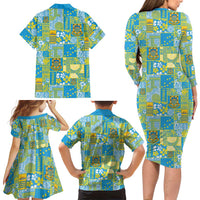 Tuvalu Manuia te Kilisimasi Family Matching Long Sleeve Bodycon Dress and Hawaiian Shirt Pacific Patchwork Xmas Vibes LT9 - Polynesian Pride