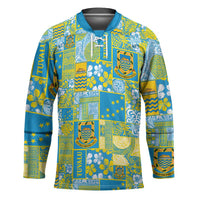 Tuvalu Manuia te Kilisimasi Hockey Jersey Pacific Patchwork Xmas Vibes - Polynesian Pride