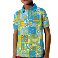 Tuvalu Manuia te Kilisimasi Kid Polo Shirt Pacific Patchwork Xmas Vibes - Polynesian Pride