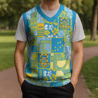 Tuvalu Manuia te Kilisimasi Christmas Knitted V-Neck Vest Pacific Patchwork Xmas Vibes LT9 - Polynesian Pride