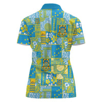 Tuvalu Manuia te Kilisimasi Women Polo Shirt Pacific Patchwork Xmas Vibes - Polynesian Pride