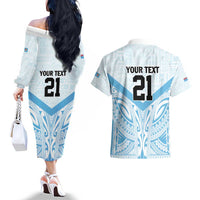 Fiji Football Custom Couples Matching Off The Shoulder Long Sleeve Dress and Hawaiian Shirt Bula Boys Go Champions LT9 - Polynesian Pride