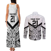 New Zealand Football Custom Couples Matching Tank Maxi Dress and Long Sleeve Button Shirt All White Fern Go Champions LT9 - Polynesian Pride