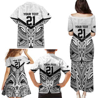 New Zealand Football Custom Family Matching Puletasi and Hawaiian Shirt All White Fern Go Champions LT9 - Polynesian Pride
