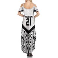 New Zealand Football Custom Family Matching Summer Maxi Dress and Hawaiian Shirt All White Fern Go Champions LT9 - Polynesian Pride