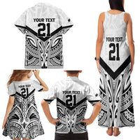 New Zealand Football Custom Family Matching Tank Maxi Dress and Hawaiian Shirt All White Fern Go Champions LT9 - Polynesian Pride