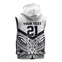 New Zealand Football Custom Sleeveless Hoodie All White Fern Go Champions LT9 - Polynesian Pride