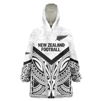 New Zealand Football Custom Wearable Blanket Hoodie All White Fern Go Champions LT9 One Size White - Polynesian Pride