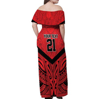 Tahiti Football Custom Family Matching Off Shoulder Maxi Dress and Hawaiian Shirt Toa Aito Go Champions LT9 - Polynesian Pride