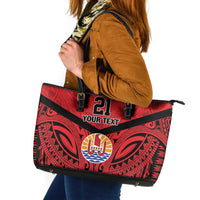 Tahiti Football Custom Leather Tote Bag Toa Aito Go Champions LT9 Red - Polynesian Pride