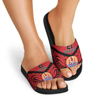 Tahiti Football Custom Slide Sandals Toa Aito Go Champions - Polynesian Pride