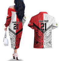New Caledonia-Tahiti Football Custom Couples Matching Off The Shoulder Long Sleeve Dress and Hawaiian Shirt Together Go Champions LT9 - Polynesian Pride