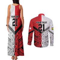 New Caledonia-Tahiti Football Custom Couples Matching Tank Maxi Dress and Long Sleeve Button Shirt Together Go Champions LT9 - Polynesian Pride