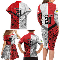 New Caledonia-Tahiti Football Custom Family Matching Long Sleeve Bodycon Dress and Hawaiian Shirt Together Go Champions LT9 - Polynesian Pride