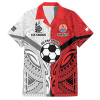 New Caledonia-Tahiti Football Custom Family Matching Off The Shoulder Long Sleeve Dress and Hawaiian Shirt Together Go Champions LT9 Dad's Shirt - Short Sleeve Art - Polynesian Pride