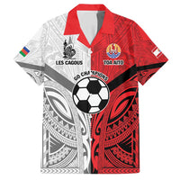 New Caledonia-Tahiti Football Custom Family Matching Puletasi and Hawaiian Shirt Together Go Champions LT9 Dad's Shirt - Short Sleeve Art - Polynesian Pride