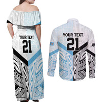 New Zealand-Fiji Football Custom Couples Matching Off Shoulder Maxi Dress and Long Sleeve Button Shirt Together Go Champions LT9 - Polynesian Pride
