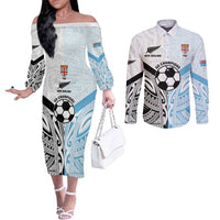 New Zealand-Fiji Football Custom Couples Matching Off The Shoulder Long Sleeve Dress and Long Sleeve Button Shirt Together Go Champions LT9 Art - Polynesian Pride