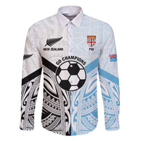 New Zealand-Fiji Football Custom Family Matching Off The Shoulder Long Sleeve Dress and Hawaiian Shirt Together Go Champions LT9 Dad's Shirt - Long Sleeve Art - Polynesian Pride