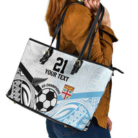 New Zealand-Fiji Football Custom Leather Tote Bag Together Go Champions LT9 - Polynesian Pride