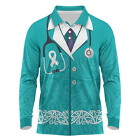 New Zealand Nurses Week Long Sleeve Polo Shirt Maori Kowhaiwhai Cyan Tribal LT9 Cyan - Polynesian Pride