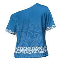 New Zealand Nurses Week Cross Shoulder Shirt Maori Kowhaiwhai Blue Tribal