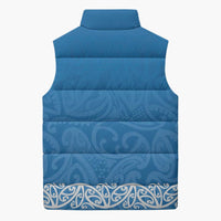 New Zealand Nurses Week Sleeveless Puffer Jacket Maori Kowhaiwhai Blue Tribal