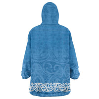 New Zealand Nurses Week Wearable Blanket Hoodie Maori Kowhaiwhai Blue Tribal