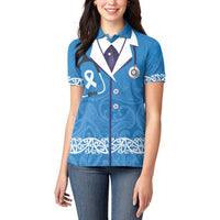 New Zealand Nurses Week Women Polo Shirt Maori Kowhaiwhai Blue Tribal LT9 - Polynesian Pride