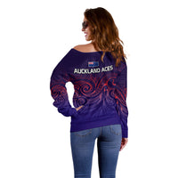 New Zealand Auckland Cricket Off Shoulder Sweater Maori Traditional Ethnic Style LT9 - Polynesian Pride