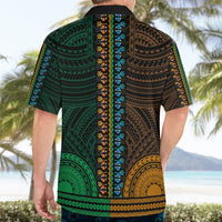African Dashiki Hawaiian Shirt With Polynesian Pattern - Half Green and Gold LT9 - Polynesian Pride