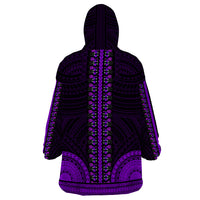 African Dashiki Wearable Blanket Hoodie With Polynesian Pattern - Purple LT9 - Polynesian Pride