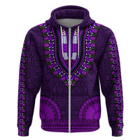 African Dashiki Hoodie With Tapa Pattern Purple LT9 Zip Hoodie Purple - Polynesian Pride