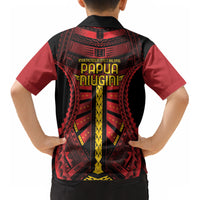 Independen Stet bilong Papua Niugini 1975 Kid Hawaiian Shirt Red Tribal Papua New Guinea Province Flag LT9 - Polynesian Pride