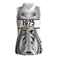 Independen Stet bilong Papua Niugini 1975 Women Sleeveless Polo Shirt White Tribal Papua New Guinea Province Flag LT9 Female White - Polynesian Pride