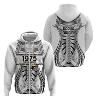Independen Stet bilong Papua Niugini 1975 Zip Hoodie White Tribal Papua New Guinea Province Flag LT9 - Polynesian Pride