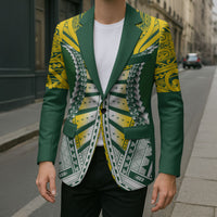 Cook Islands 1965 National Pride Blazer Green Yellow Tribal Pattern LT9 - Polynesian Pride