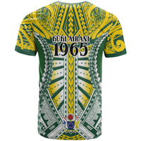 Cook Islands 1965 National Pride T Shirt Green Yellow Tribal Pattern LT9 - Polynesian Pride
