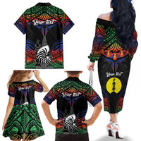 Personalised New Caledonia All Saints Day Family Matching Off The Shoulder Long Sleeve Dress and Hawaiian Shirt Candle Light with Polynesian Style LT9 - Polynesian Pride