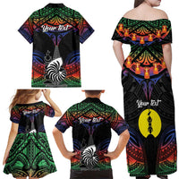 Personalised New Caledonia All Saints Day Family Matching Off Shoulder Maxi Dress and Hawaiian Shirt Candle Light with Polynesian Style LT9 - Polynesian Pride