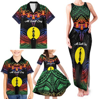 Personalised New Caledonia All Saints Day Family Matching Tank Maxi Dress and Hawaiian Shirt Candle Light with Polynesian Style LT9 - Polynesian Pride