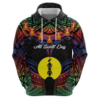 Personalised New Caledonia All Saints Day Zip Hoodie Candle Light with Polynesian Style